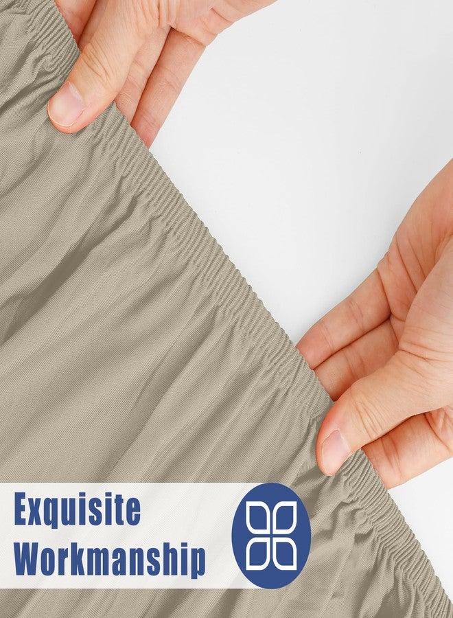 Moosfor Round Spandex Tablecloth, Elastic Fitted Waterproof Tablecloths for 36"-44" Tables, Stretch Washable Picnic Table Cover for Camping, Dining, Indoor and Outdoor, Taupe - Image 4