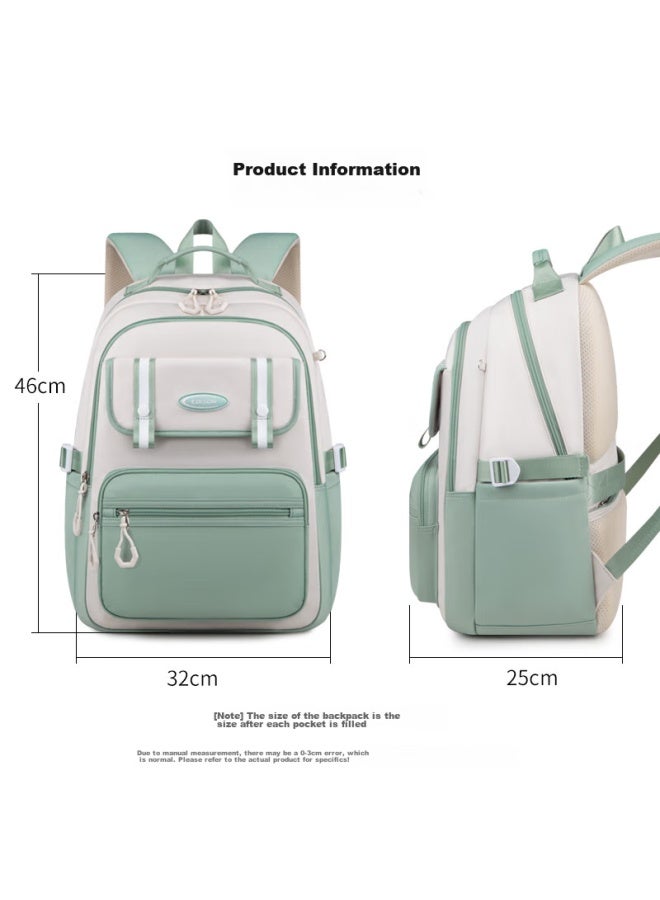 Edison Middle School Student Backpack, Weight-reducing And Spine-protecting Style, Double Shoulder Bag For High School Students, Aesthetically Pleasing Backpack, K062-3 Light Green - Image 2