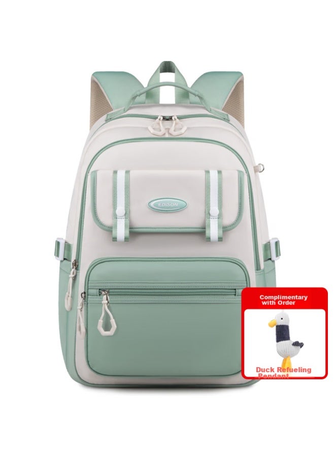 Edison Middle School Student Backpack, Weight-reducing And Spine-protecting Style, Double Shoulder Bag For High School Students, Aesthetically Pleasing Backpack, K062-3 Light Green - Image 1