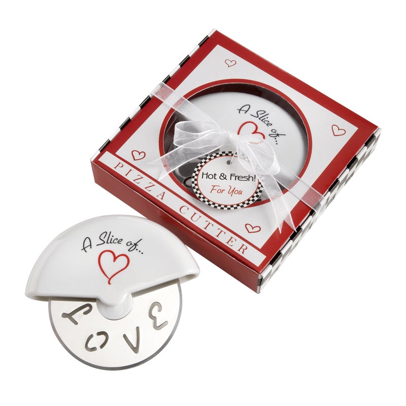 Kate Aspen Kate Aspen A Slice of Love Stainless Steel Pizza Cutter Wheel in Miniature Pizza Box Wedding Favor Bridal Shower Favor Stocking Stuffers Guest Prizes