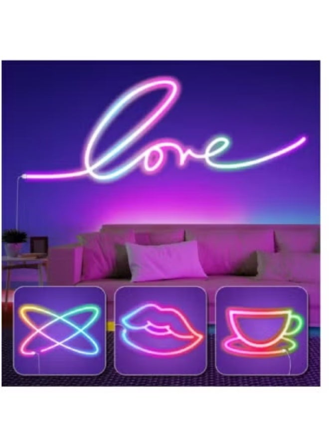 تايجر LED Neon RGB Magic Light 5M Strip with Bluetooth & Remote – Flexible Color-Changing Smart LED Light Strip with Mobile App Control | Sync to Music & Custom Lighting Modes | Easy Installation for Home, Room, Gaming Desk, Party & Decorative Use | USB-Powered Neon Rope Light  - Image 5