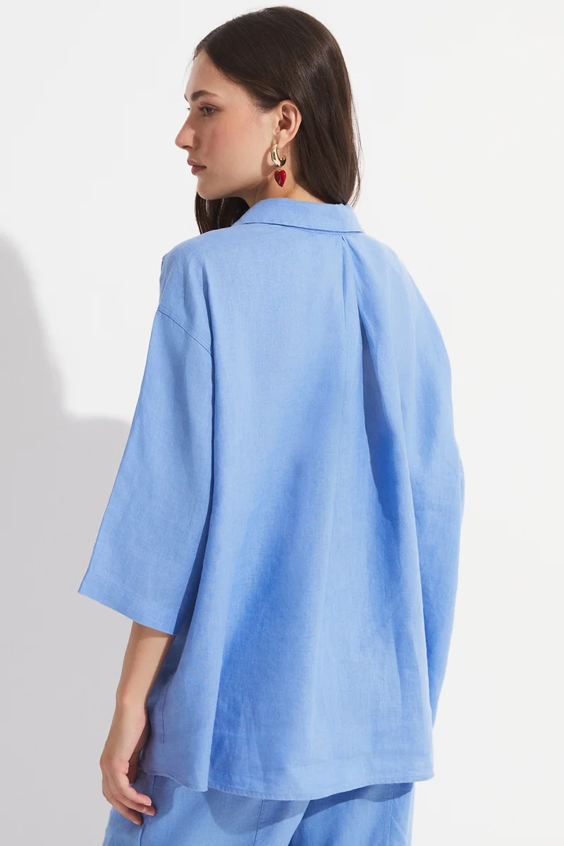 جون Women's Exclusive Regular/normal Pattern 100% Linen Shirt
