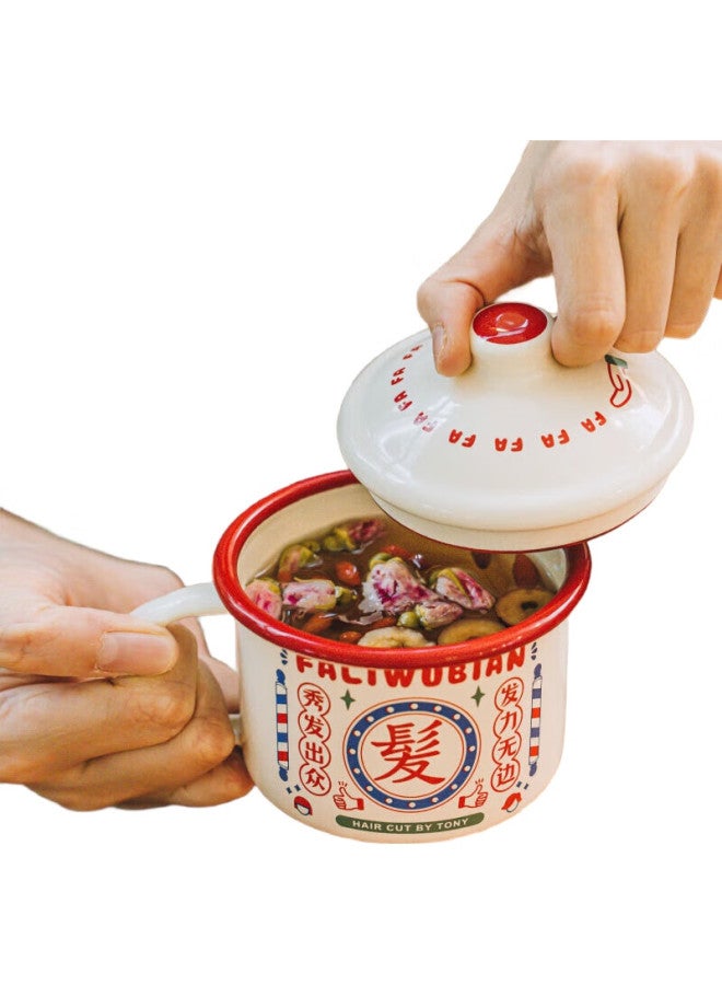 SHUEHO Shu Ke Enamel Cup, Birthday Gift, Companion Gift, Tang Porcelain Tea Cup, Tea Pot, Vintage Nostalgic, Thickened, With Lid, Mug - Image 3