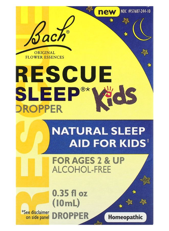 Bach قطرات نوم إنقاذ للأطفال من عمر 2 وما فوق خالية من الكحول 0.35 أونصة سائلة (10 مل)