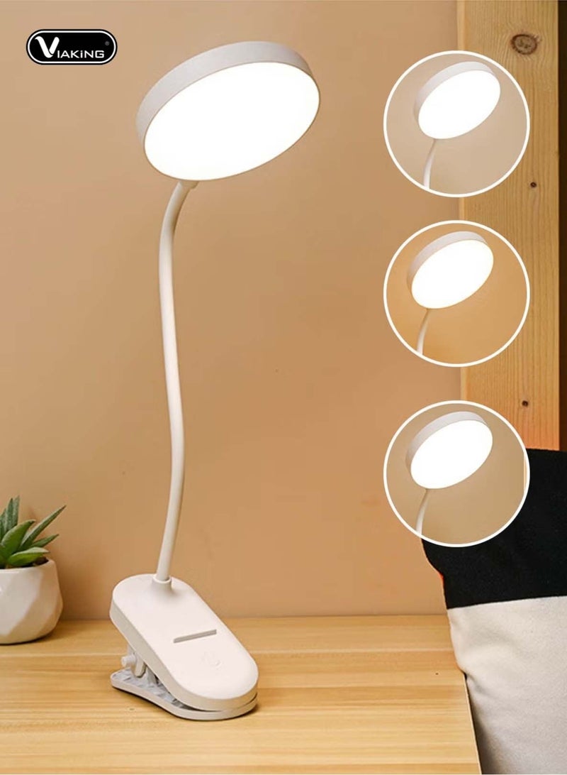 فياكين مصباح طاولة قابل لإعادة الشحن، إضاءة ليلية مرنة مع كلبس - تحكم باللمس بثلاثة أوضاع، توصيل USB-C، مثالي للدراسة والمنزل - Image 1