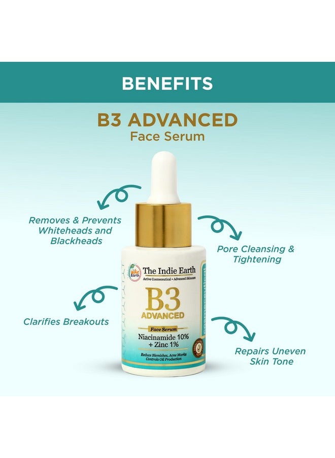 إندي إيرث مصل الوجه B3 Advanced Niacinamide 10% & Zinc 1% | تم اختباره من قبل أطباء الجلدية | مصل الوجه لعلاج علامات حب الشباب والبقع وموازنة الزيوت بالزنك | مصل للبشرة الدهنية والمعرضة لحب الشباب | 30 مل  - Image 3