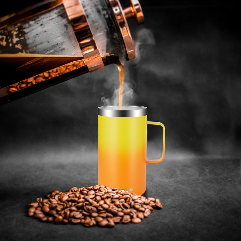 KXIAOCHEN 20oz Insulated Coffee Mug with Lid, Stainless Steel Coffee Cup, Double Wall Vacuum Coffee Tumbler with Handle, Premium Thermal Travel Coffee Mug (Mango Yellow) - Image 3