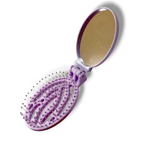 Vitalogy Unicorn Design Foldable Hair Brush with Mirror - Detangler for All Hair Types (Wet, Dry, Curly & Damaged Hair) - Perfect for Girls - Assorted Colours (Blue) - Image 5