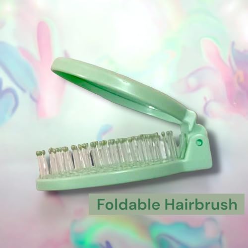 Vitalogy Unicorn Design Foldable Hair Brush with Mirror - Detangler for All Hair Types (Wet, Dry, Curly & Damaged Hair) - Perfect for Girls - Assorted Colours (Blue) - Image 2