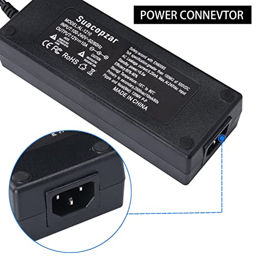 Suacopzar 12V 10A Car Power Adapter Female Auto Cigarette Lighter Plug, AC 100-240V to DC 12V 10A 120W Power Supply Adapter AC to DC Converter Transformer for Car Powered Device - Image 4
