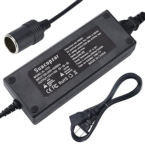 Suacopzar 12V 10A Car Power Adapter Female Auto Cigarette Lighter Plug, AC 100-240V to DC 12V 10A 120W Power Supply Adapter AC to DC Converter Transformer for Car Powered Device - Image 2