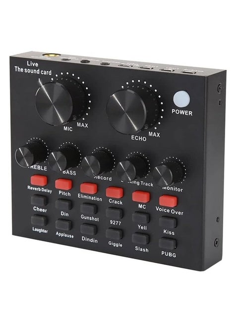 V8-Live Sound Card, Audio Mixer USB External Sound Card Headset Microphone Live Sound Card Karaoke for Double Cell Phone Live Computer PC Live Recording Home KTV Voice Chat
