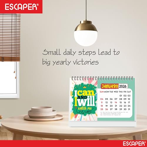 ESCAPER Motivational Desk Calendar 2026 (A5 Size) – Inspirational Quotes Table Calendar, Desktop New Year Calendar for Office & Home Décor - Image 2