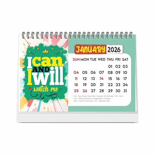 ESCAPER Motivational Desk Calendar 2026 (A5 Size) – Inspirational Quotes Table Calendar, Desktop New Year Calendar for Office & Home Décor - Image 1