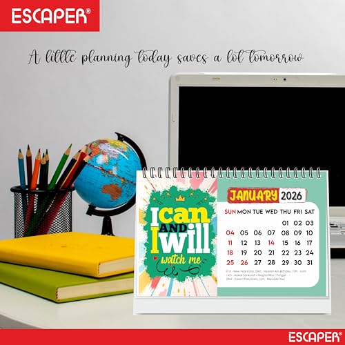 ESCAPER Motivational Desk Calendar 2026 (A5 Size) – Inspirational Quotes Table Calendar, Desktop New Year Calendar for Office & Home Décor - Image 3