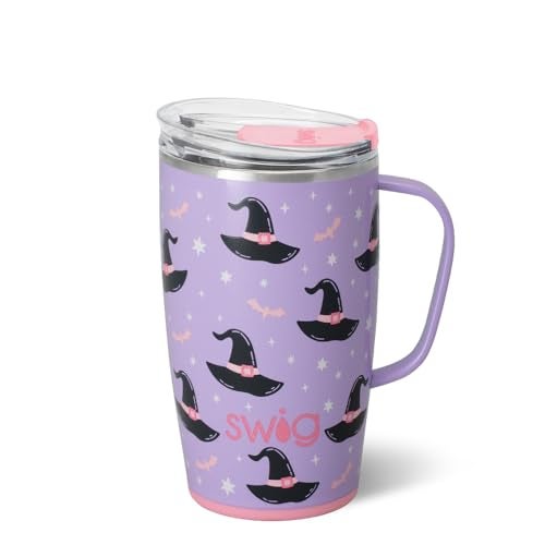 Swig Life 18oz Travel Mug Halloween Insulated Tumbler with Handle and Lid Travel Coffee Mug Cup Holder Friendly Stainless Steel 18 oz Tumbler Reusable Insulated with Lid Spellbound - Image 1