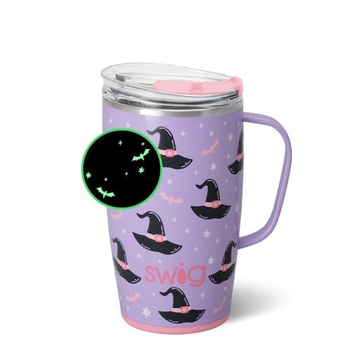 Swig Life 18oz Travel Mug Halloween Insulated Tumbler with Handle and Lid Travel Coffee Mug Cup Holder Friendly Stainless Steel 18 oz Tumbler Reusable Insulated with Lid Spellbound - Image 3