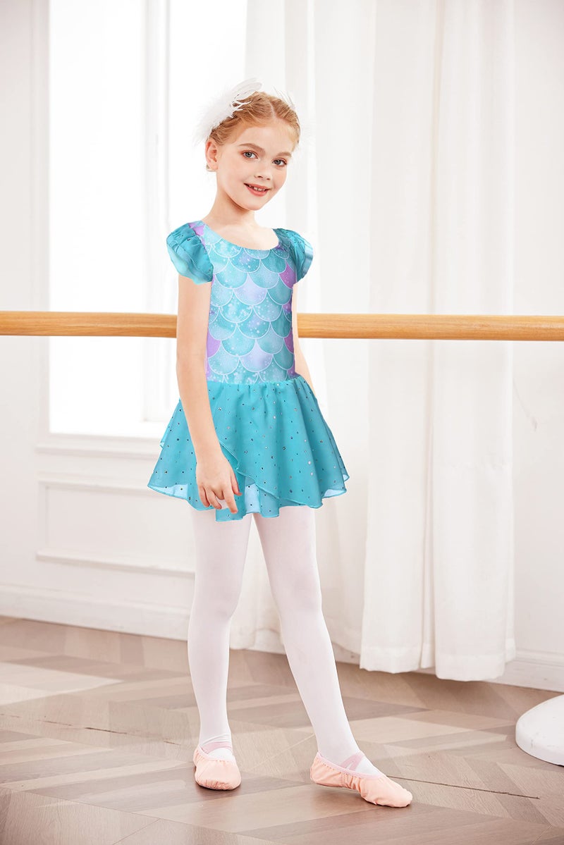 Arshiner Girls Ruffle Sleeve Ballet Dance Dress Tutu Skirted Leotard - Image 3