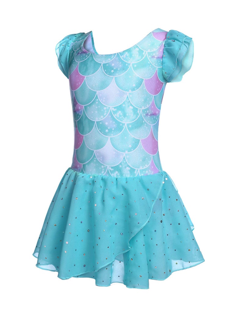 Arshiner Girls Ruffle Sleeve Ballet Dance Dress Tutu Skirted Leotard - Image 5