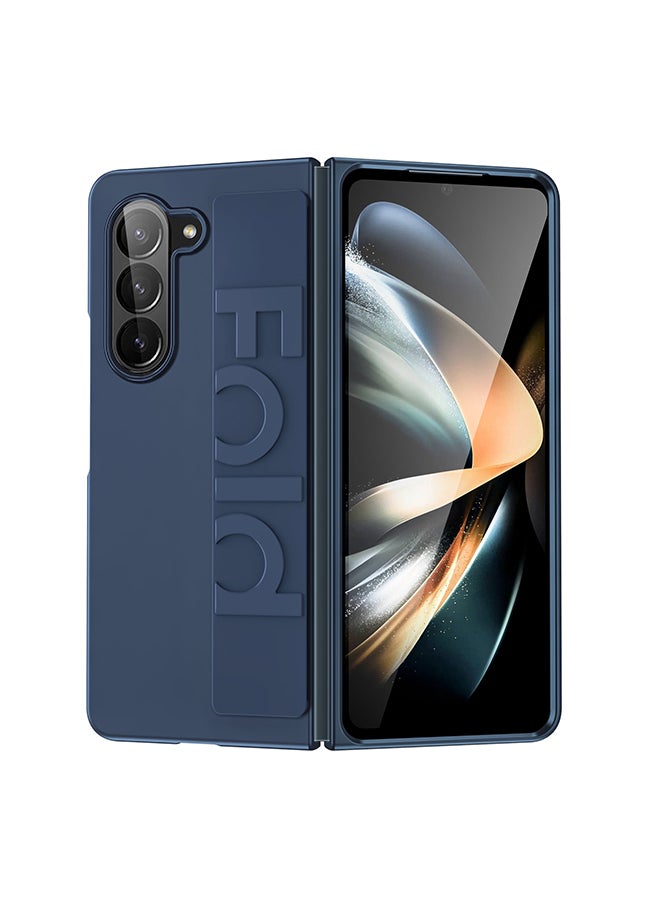O Ozone Case For Samsung Galaxy Z Fold 5 Cover Elastic Non-Slip Wristband Ultra Slim & Thin Shockproof Hard PC Protective Phone Case Cover - Deep Blue  - Image 1
