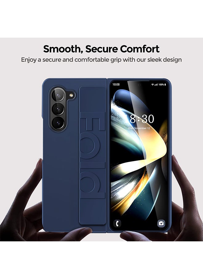 O Ozone Case For Samsung Galaxy Z Fold 5 Cover Elastic Non-Slip Wristband Ultra Slim & Thin Shockproof Hard PC Protective Phone Case Cover - Deep Blue  - Image 5