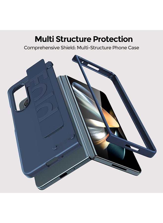 O Ozone Case For Samsung Galaxy Z Fold 5 Cover Elastic Non-Slip Wristband Ultra Slim & Thin Shockproof Hard PC Protective Phone Case Cover - Deep Blue  - Image 4