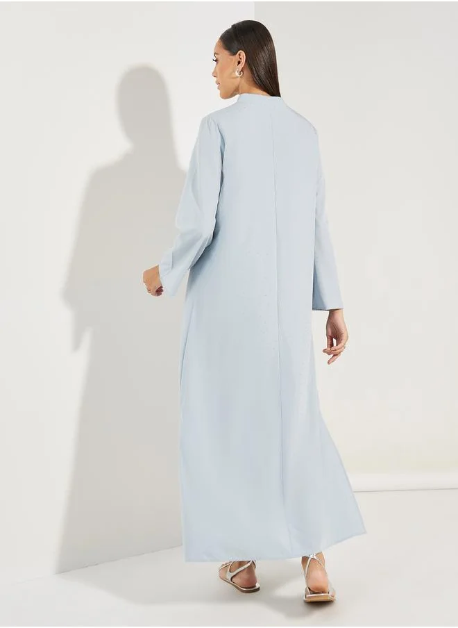Styli Spot Textured Collared Jalabiya