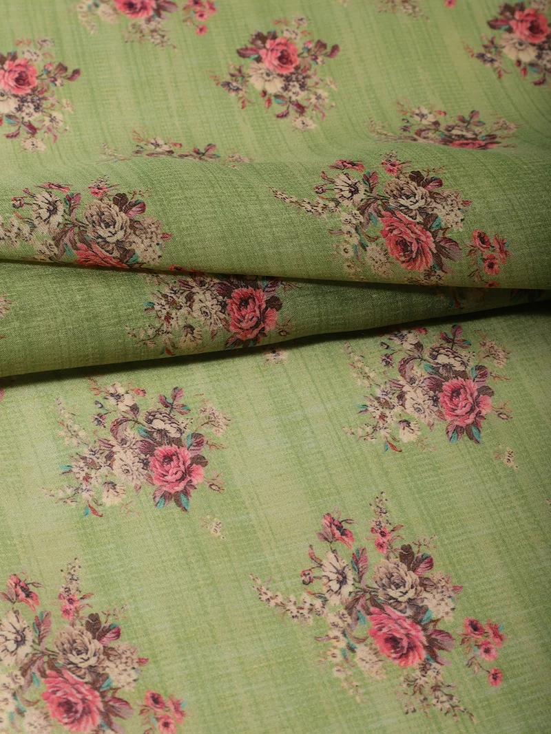 أيه كيه إس Olive Vintage Rose Print Fabric