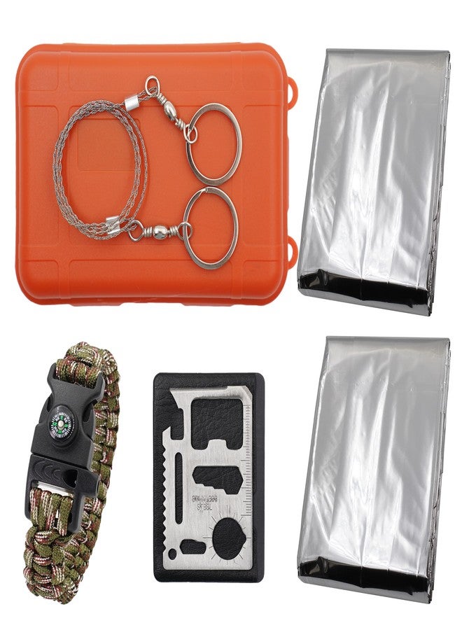 RLXMARTD Wild Emergency Survival Kit - Airtight Survival Box,with Thermal Blankets, Survival Bracelet, Whistles, Compass,Steel Wire Saw,11 in 1 Card Multitool,for Camping,Outdoor Travel, Hiking Or First Aid. - Image 1