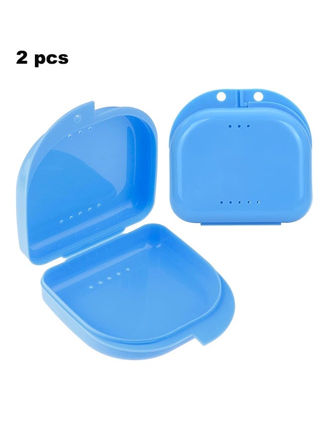 2 pcs Orthodontic Retainer Case,Retainer Case,Denture Case with Ventilation Holes for Mouth Guard and Floss. (Blue) - Image 1