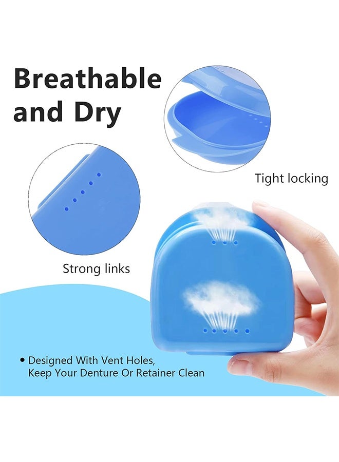 2 pcs Orthodontic Retainer Case,Retainer Case,Denture Case with Ventilation Holes for Mouth Guard and Floss. (Blue) - Image 2