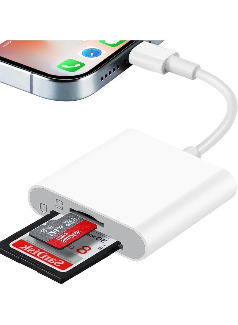 SD Card Reader for iPhone iPad, 2 IN 1 Dual Slot Memory Card Reader Adapter for iPhone Plug and Play Camera Card Viewer with SD & TF Card Slots for iPhone 14/13/12/11/8/7/6/Plus/Pro/Max/SE - Image 1