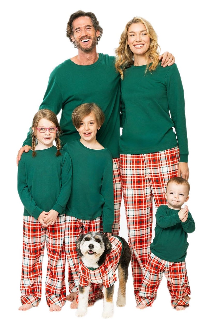 PajamaGram Matching Family Pajamas Soft Christmas PJs Modern Plaid Women MD