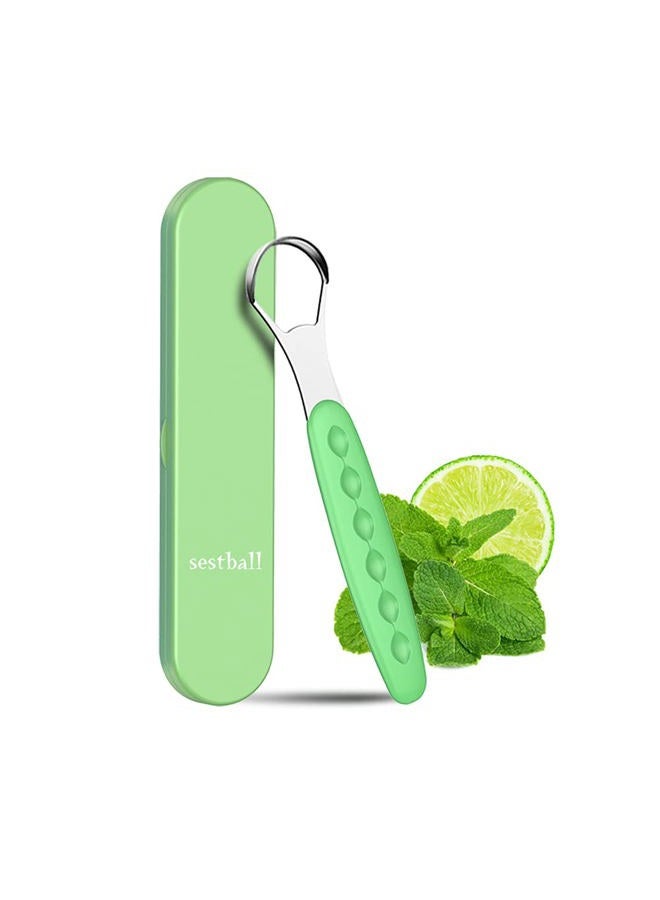Sestball (Green) - 2021 New Version Tongue Scraper Cleaner for Adults & Kids, Medical Grade Metal Tongue Brushes Set for Fresh Breath Dental Eliminate Bad Breath in Seconds (Green) - Image 1