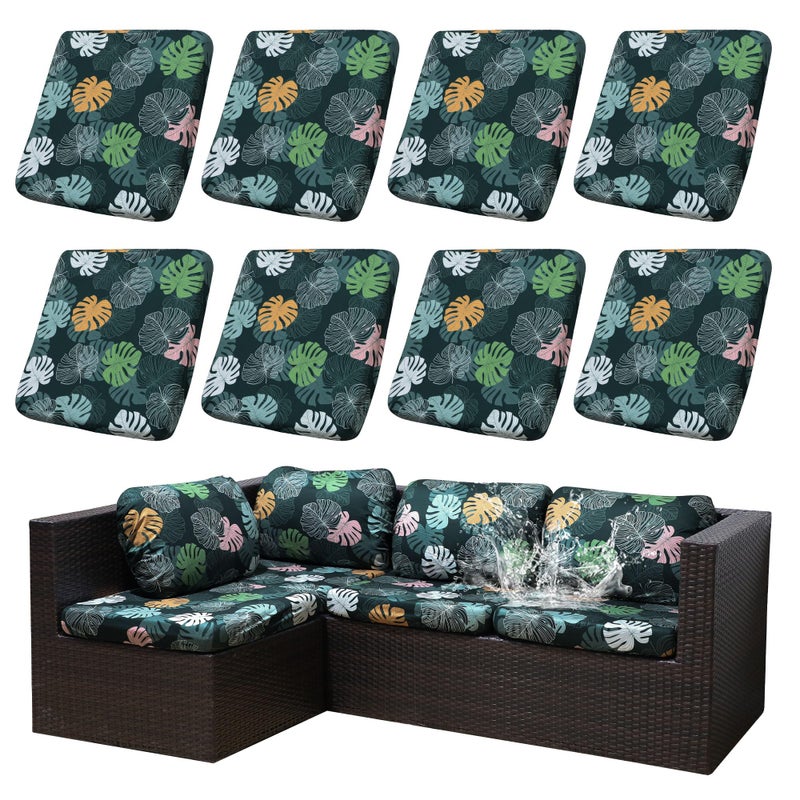 SUKAIKEQA Outdoor Cushion Covers Set,8PCS Waterproof Patio Furniture Couch Seat Slipcovers, Replacement for Sofa Sectional Chair(Coverï¼ŒOnly) - Image 1