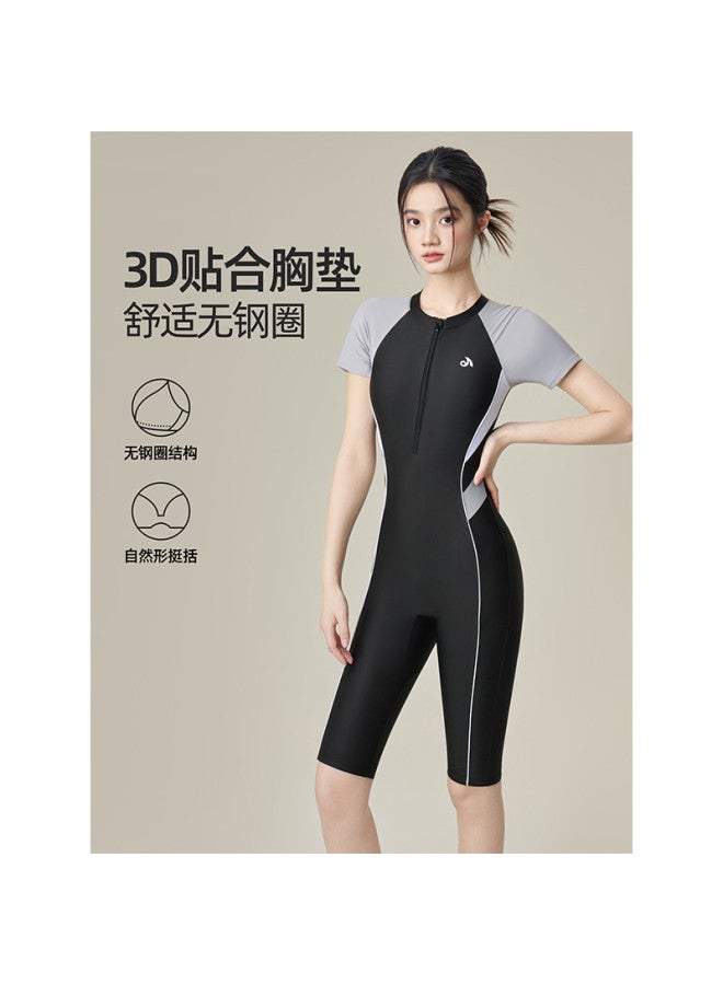YouYou Women's Swimsuit 2025 New Style One-piece Five-point Swimsuit, Dedicated For Swimming Pools, One-piece Women's Sport Swimsuit - Image 3