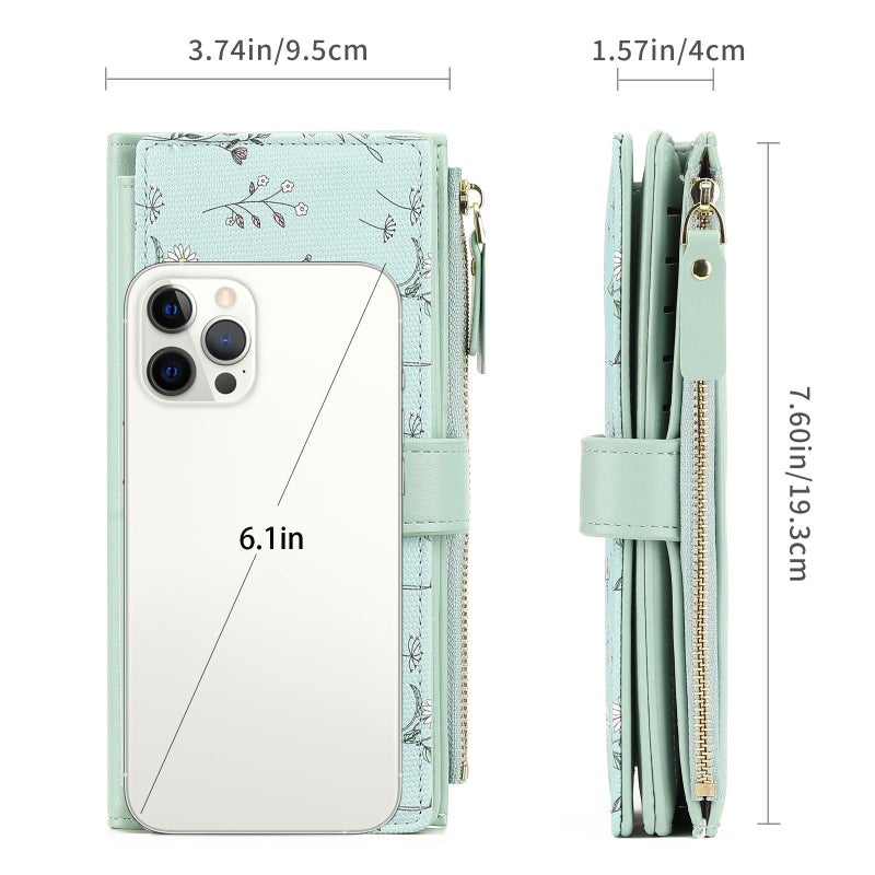 GAEKEAO Womens Wallet RFID Blocking Trifold Large Capacity Ladies Vegan Leather Wallet Floral Multi Card Holder Organizer - Image 3