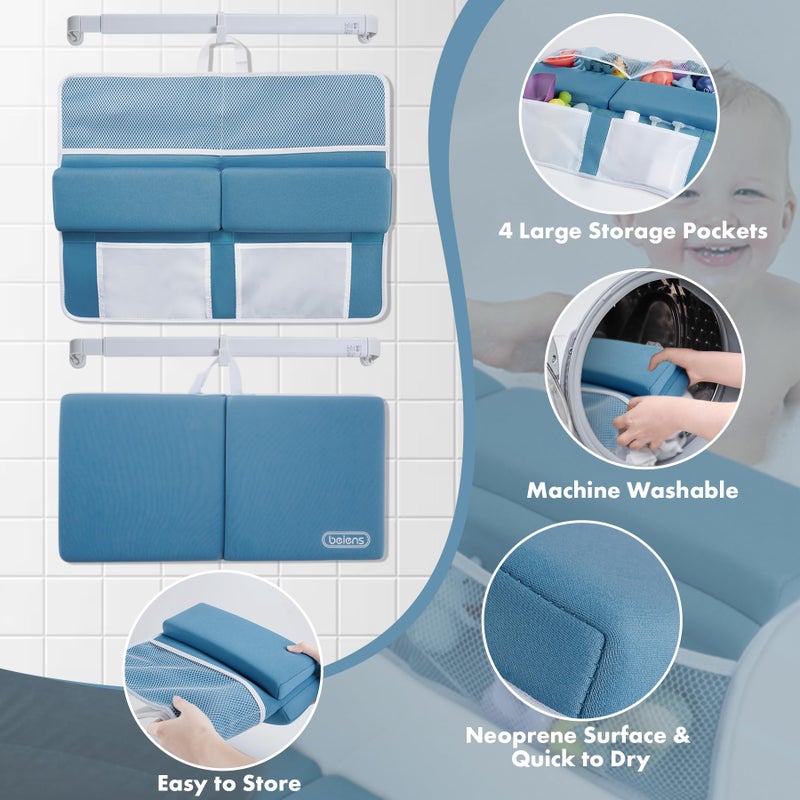 beiens Bath Kneeler and Elbow Rest Pad Set - 1.5'' Comfortable Thick Baby Bath Kneeler Pads, Quick Dry Soft Kneeling Pad for Baby Bath Time, Non-Slip Knee& Arm Support Bathtub Mat with Toys Organizer - Image 4