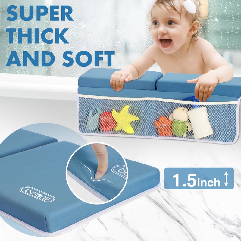 beiens Bath Kneeler and Elbow Rest Pad Set - 1.5'' Comfortable Thick Baby Bath Kneeler Pads, Quick Dry Soft Kneeling Pad for Baby Bath Time, Non-Slip Knee& Arm Support Bathtub Mat with Toys Organizer - Image 3
