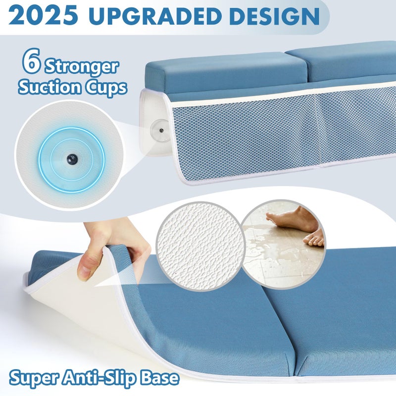 beiens Bath Kneeler and Elbow Rest Pad Set - 1.5'' Comfortable Thick Baby Bath Kneeler Pads, Quick Dry Soft Kneeling Pad for Baby Bath Time, Non-Slip Knee& Arm Support Bathtub Mat with Toys Organizer - Image 2