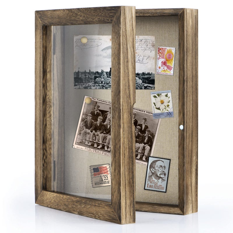 Love-KANKEI LoveKANKEI Shadow Box Frame 8x10 Shadow Box Display Case with Linen Back Memorabilia Awards Medals Photos Memory Box Gift Carbonized Black 