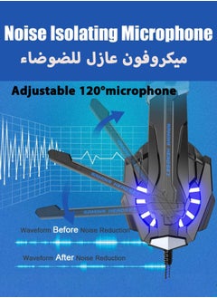 XnYao SY830MV Stereo Gaming Headset for PS5 PS4, PC, Xbox One Controller, Noise Cancelling Over Ear Headphones with Mic, LED Light, Bass Surround, Soft Memory Earmuffs Wired Over-Ear Gaming Headphones  - Image 4