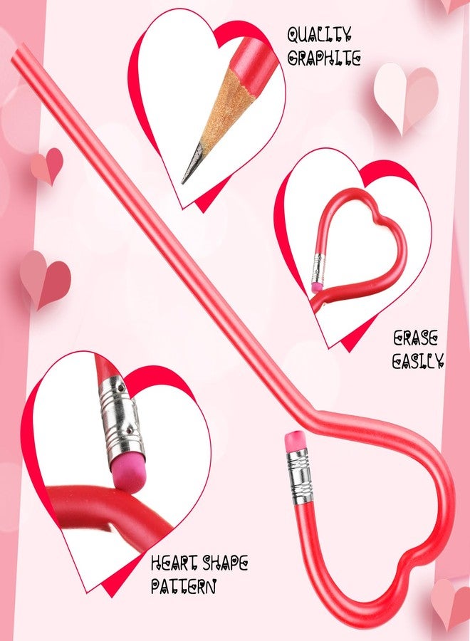 Fainne 60 Pcs Valentine‘s Day Heart Shape Pencils Wooden Note Pencils Assorted Colorful Heart Pen for Adults Valentines Gift Exchange Carnival Game Prizes(Multi Colors) - Image 3