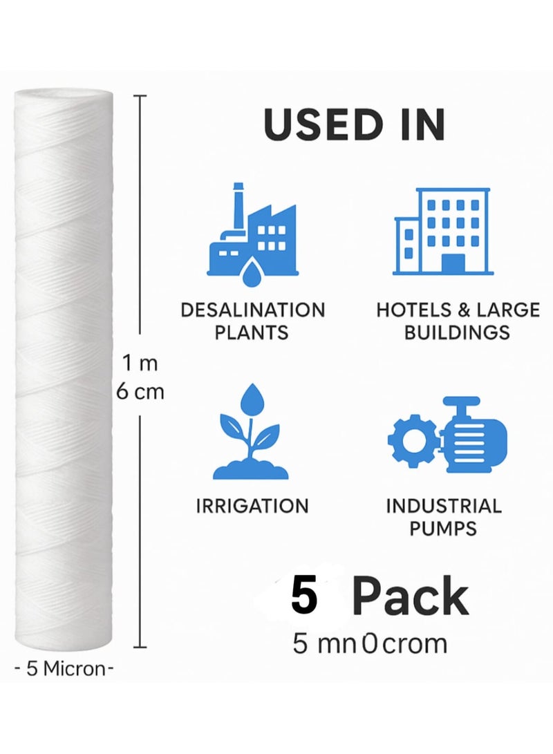 PP Sediment Filter 1M X 6CM 5 Micron 5 Pack For Desalination Hotels Agriculture - Image 2
