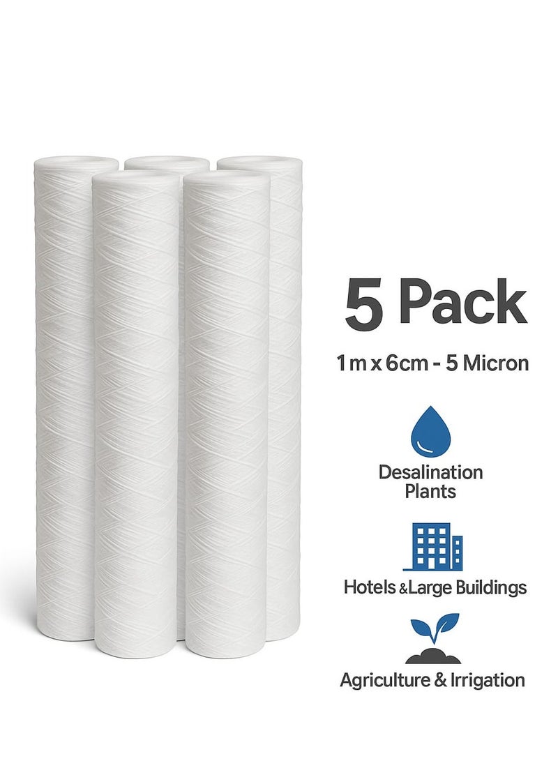 PP Sediment Filter 1M X 6CM 5 Micron 5 Pack For Desalination Hotels Agriculture - Image 1