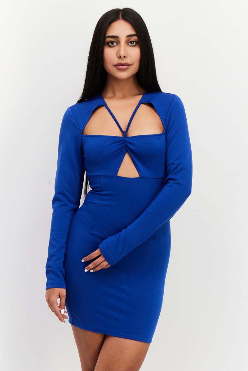 PUBLIC DESIRE Women Plain Mini Dresses, Blue - Image 1