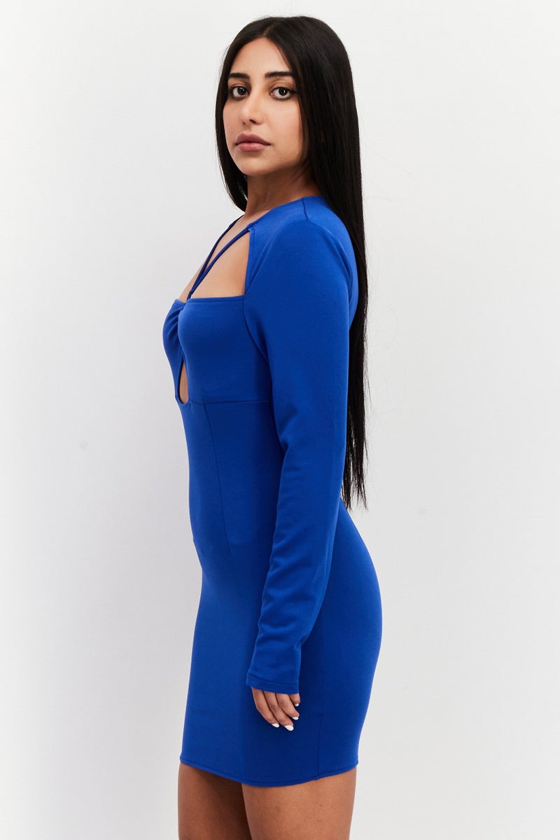 PUBLIC DESIRE Women Plain Mini Dresses, Blue - Image 4