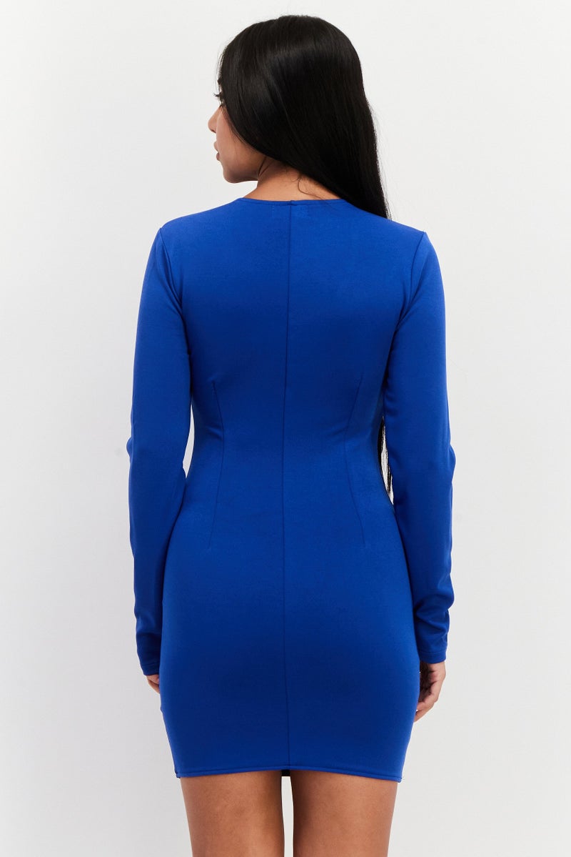PUBLIC DESIRE Women Plain Mini Dresses, Blue - Image 3
