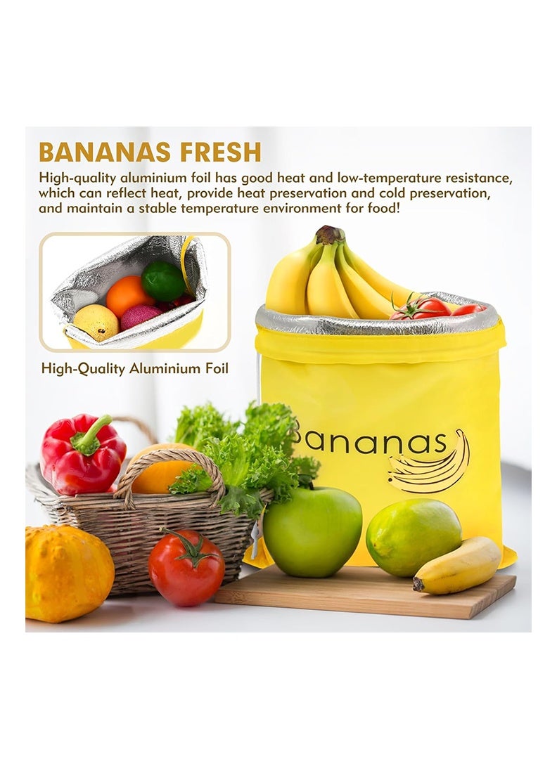 Auger Vegetable Fruit Storage Bags, Banana Bags for Fridge with Drawstring, 14x11in Reusable Storage Bag for Fridge with Foil Lining, Safe Fridge Fruit Fresh for Bananas Vegetables Tomatoes, 3Pcs - Image 3