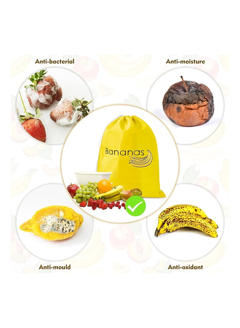 Auger Vegetable Fruit Storage Bags, Banana Bags for Fridge with Drawstring, 14x11in Reusable Storage Bag for Fridge with Foil Lining, Safe Fridge Fruit Fresh for Bananas Vegetables Tomatoes, 3Pcs - Image 2